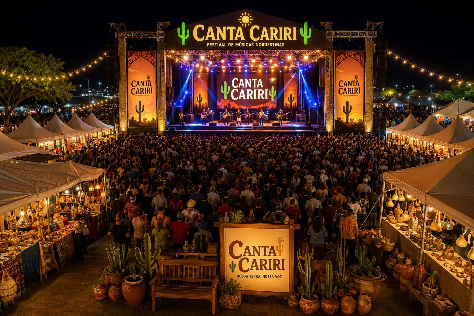 Palco e público representando o Canta Cariri